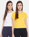 Shop Pack of 2 Cotton Chic Basic Cropped Sleep T-shirt - Yellow & White-Front