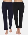 Shop Pack of 2 Women's Blue & Black Cotton Chic Basic Pyjamas Pants With Pocket
