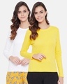 Shop Pack of 2 Cotton Chic Basic Sleep T-shirt - Yellow & White-Front