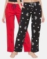 Shop Pack of 2 Women Black & Pink Heart Printed Pyjamas