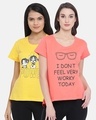 Shop Pack of 2 Cotton Print Me Pretty T-shirt - Yellow & Pink-Front
