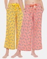 Shop Cotton Pack Of 2 Printed Flared Pyjama   Yellow & Orange