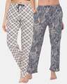 Shop Cotton Pack Of 2 Printed Pyjama Pants   Beige & Blue-Front