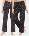 Shop Cotton Pack Of 2 Printed Pyjama Pants With Pocket   Black