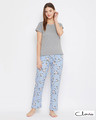 Shop Cotton Printed Pyjama & Solid T Shirt-Front
