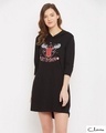 Shop Cotton Printed Short Night Dress With Hoodie-Front