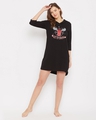 Shop Cotton Printed Short Night Dress With Hoodie
