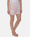 Shop Cotton Rich Floral Print Shorts In White-Design