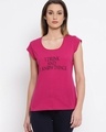 Shop Cotton Rich Text Print Top In Pink1-Front