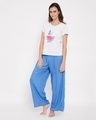 Shop Cotton Tooty Fruity Top & Wide Leg Pyjama Pants   Grey & Blue-Full