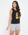 Shop Cup & Owl Print Top & Shorts In Black & Grey   100% Cotton-Design