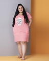 Shop Cupcake And Text Print Short Night Dress In Coral   Pure Cotton-Front