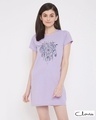 Shop Dreamcatcher Print Short Night Dress In Lilac   100% Cotton-Front
