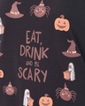 Shop Eat, Drink And Be Scary Text Print Sleep Dress In Black  100% Cotton