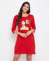 Shop Emoji Print Sleep Tee In Red-Front