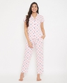 Shop Fly Print Button Me Up Shirt & Pyjama Set In Baby Pink-Front
