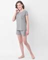 Shop Grey Cotton T Shirt & Shorts-Full