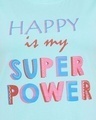 Shop Happy Is My Superpower Top In Green  Cotton Rich