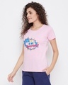 Shop Women's Pink Printed Round Neck T-shirt-Design