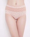 Shop High Waist Animal Print Hipster Panty With Lace Waist In Pink-Front