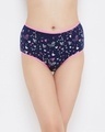 Shop High Waist Heart Print Hipster Panty In Blue   Cotton-Front