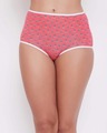 Shop High Waist Printed Hipster Panty In Dark Pink-Front