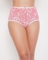 Shop High Waist Printed Hipster Panty In Red   Cotton-Front