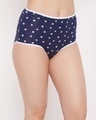 Shop High Waist Star Print Hipster Panty In Navy-Full