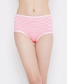 Shop High Waist Striped Hipster Panty In White  Cotton-Front