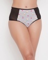 Shop High Waist Watermelon Print Hipster Panty With Mesh Panels In Grey   Cotton-Front