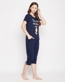 Shop Ice Cream And Text Print Top And Capri Set In Navy   Cotton Rich-Design