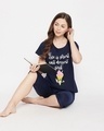 Shop Ice Cream And Text Print Top And Capri Set In Navy   Cotton Rich