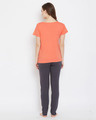 Shop Lazy Lounge Top & Pyjama In Orange & Grey   100% Cotton-Design