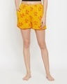 Shop Leaf Print Boxer Shorts In Yellow   Rayon-Front