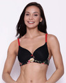 Shop Level 1 Non Wired Demi Cup Multiway Push Up Bra In Black-Front