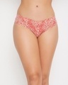 Shop Mid Waist Animal Print Hipster Panty With Inner Elastic In Coral Red   Cotton-Front