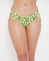 Shop Mid Waist Floral Print Hipster Panty With Inner Elastic In Lemon Yellow   Cotton-Front