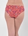 Shop Mid Waist Floral Print Hipster Panty With Inner Elastic In Orange   Cotton-Design