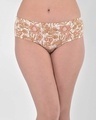 Shop Mid Waist Floral Print Hipster Panty With Inner Elastic In White   Cotton-Front
