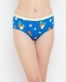 Shop Mid Waist Fruit Print Hipster Panty In Blue   Cotton-Front