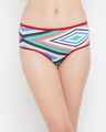 Shop Mid Waist Geometric Print Hipster Panty In Multicolour   Cotton-Front