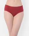 Shop Mid Waist Hipster Panty With Alligator & Heart Print Back In Maroon   Cotton-Front