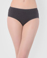 Shop Mid Waist Hipster Panty With Cat Print Back In Dark Grey   Cotton-Front