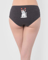 Shop Mid Waist Hipster Panty With Cat Print Back In Dark Grey   Cotton-Design