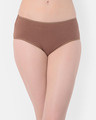Shop Mid Waist Hipster Panty With Text & Graphic Print Back In Brown   Cotton-Front