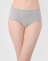 Shop Mid Waist Hipster Panty With Text & Graphic Print Back In Grey   Cotton-Front