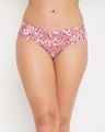 Shop Mid Waist Printed Hipster Panty With Inner Elastic In Red   Cotton-Front