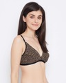 Shop Non Padded Non Wired Demi Cup Animal Print Plunge Bra In Brown   Cotton Rich-Full