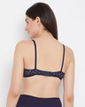 Shop Non Padded Non Wired Demi Cup Circle Print Plunge Bra In Navy   Cotton Rich-Design
