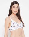 Shop Non Padded Non Wired Floral Print Full Figure Bra In White   Cotton Rich-Full